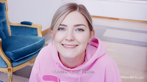 Gorgeous Blonde Girl Eva Elfie Sucking Off Her Lover