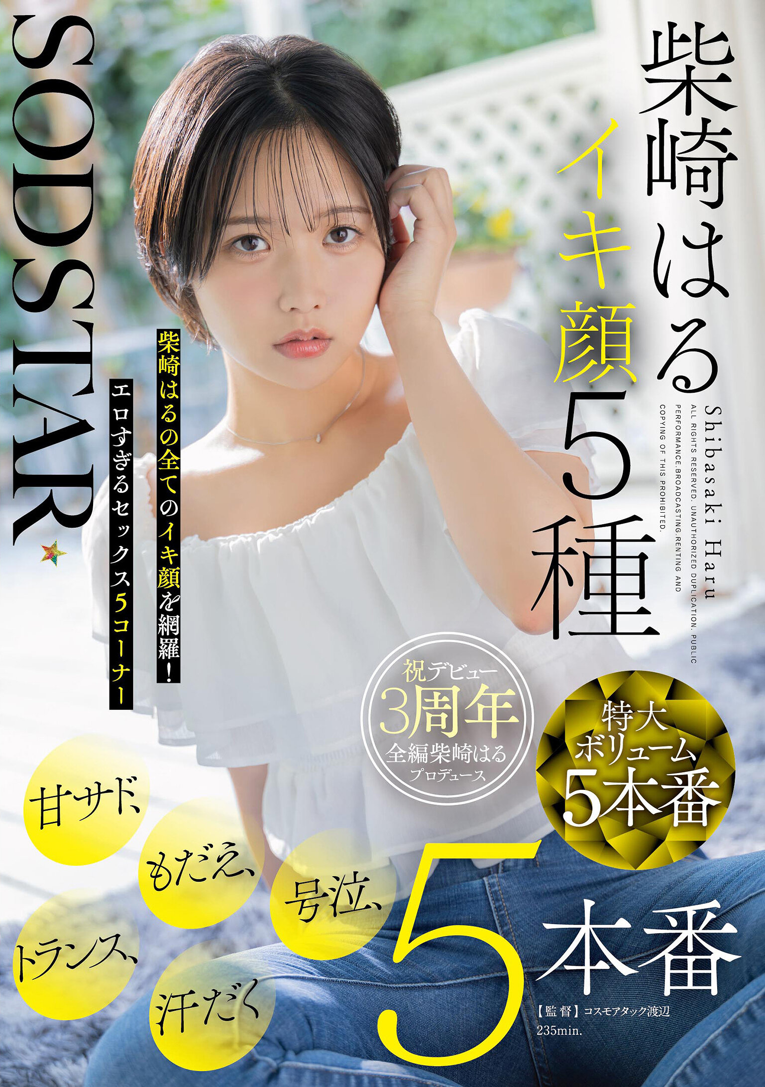 SODSTAR柴崎はるイキ顔5種 甘サド、もだえ、号泣、トランス、汗だく5本番